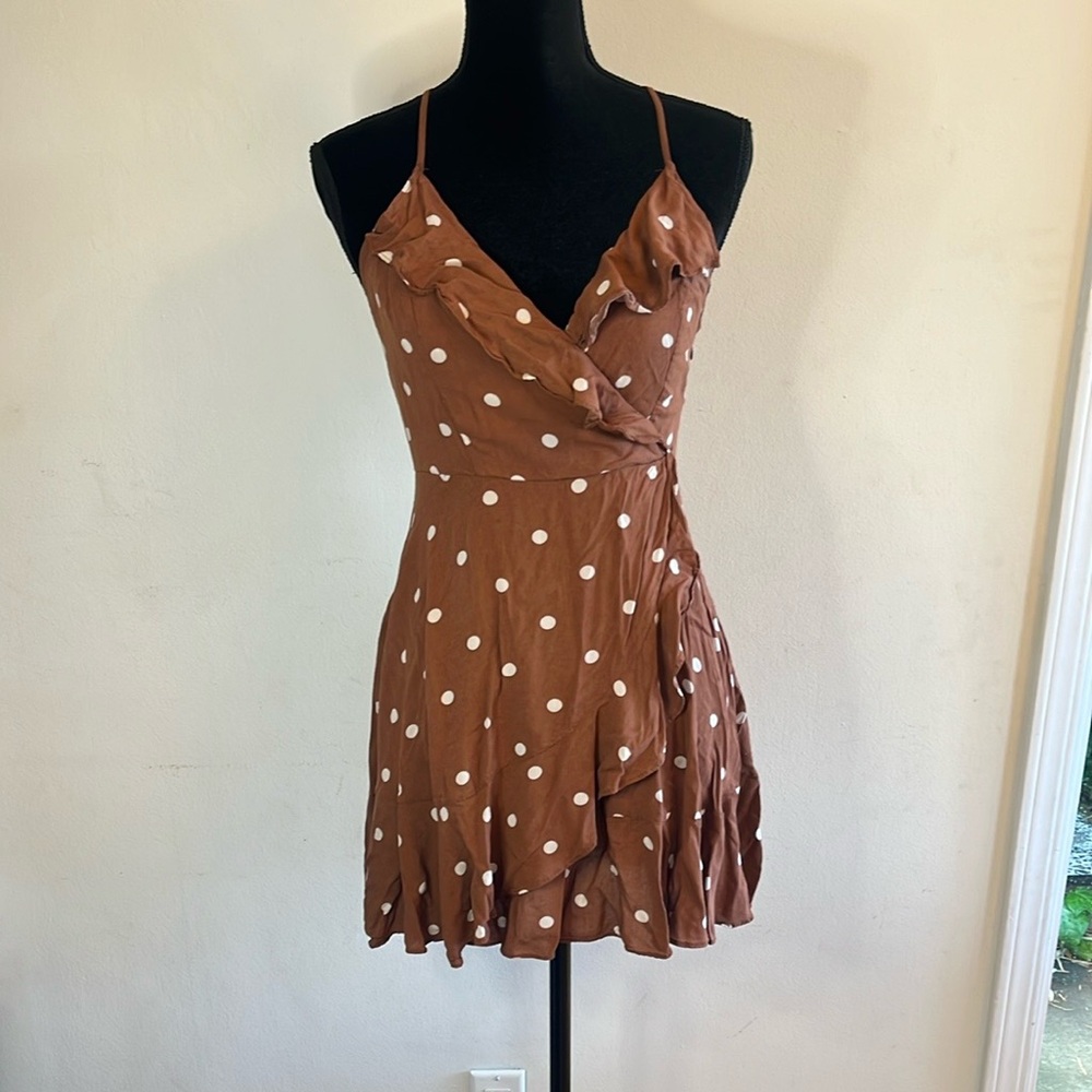 Urban Outfitters Brown And White Polka Dot Dress